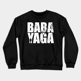 John Wick BABA YAGA White Distressed Text Typography Crewneck Sweatshirt